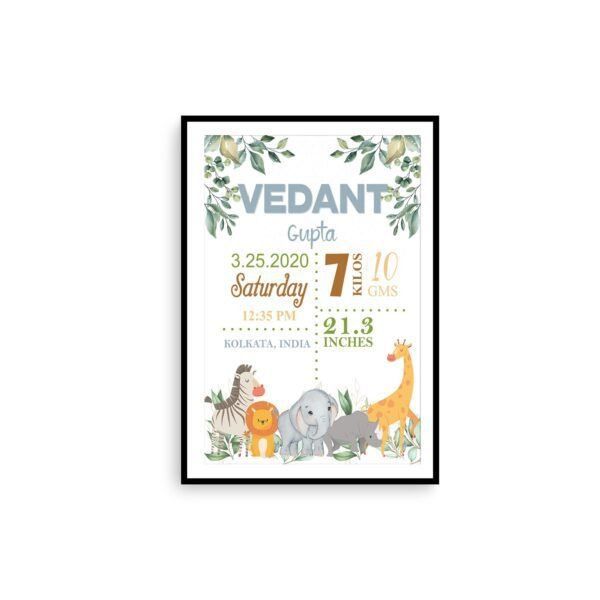 Alternative view of Personalized Baby Birth Milestones Wall Frames - New Born Baby Gifts for Baby Boy or Baby Girl