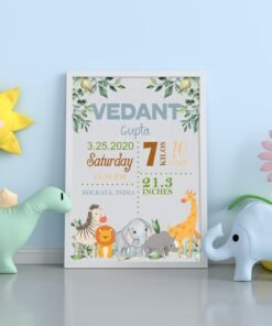 Personalized Baby Birth Milestones Wall Frames - New Born Baby Gifts for Baby Boy or Baby Girl