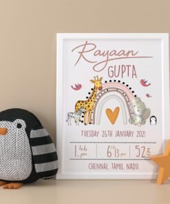 Personalized Baby Birth Milestones Wall Frames - New Born Baby Gifts for Baby Boy or Baby Girl