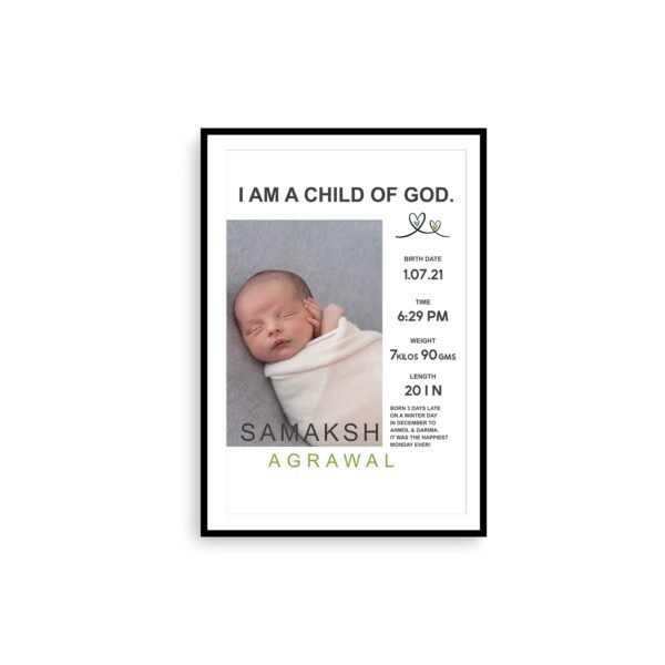 Alternative view of Personalized Baby Birth Milestones Wall Frames - New Born Baby Gifts for Baby Boy or Baby Girl