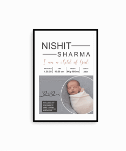 Personalized Baby Birth Milestones Wall Frames - New Born Baby Gifts for Baby Boy or Baby Girl