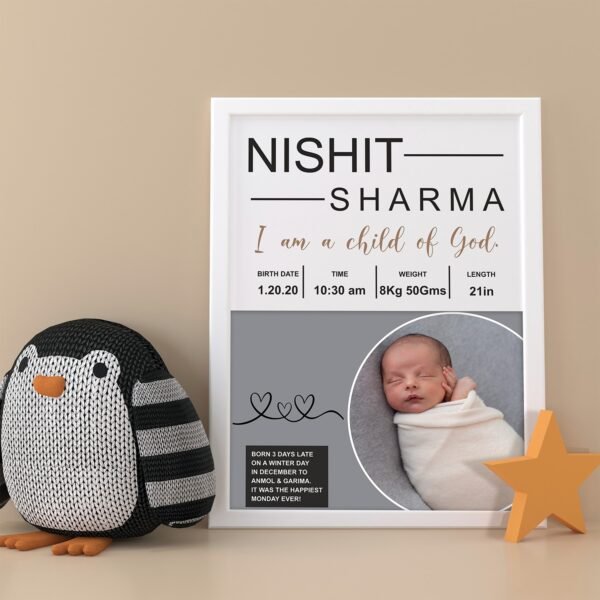 Alternative view of Personalized Baby Birth Milestones Wall Frames - New Born Baby Gifts for Baby Boy or Baby Girl