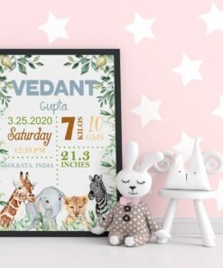 Personalized Baby Birth Milestones Wall Frames - New Born Baby Gifts for Baby Boy or Baby Girl
