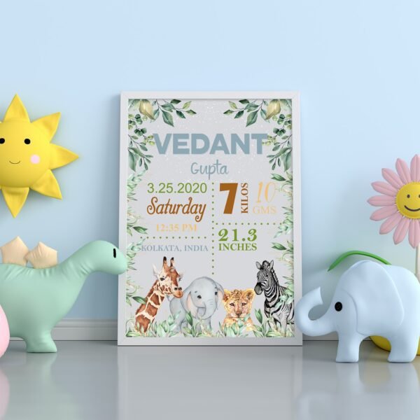 Alternative view of Personalized Baby Birth Milestones Wall Frames - New Born Baby Gifts for Baby Boy or Baby Girl