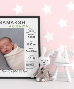 Alternative view of Personalized Baby Birth Milestones Wall Frames - New Born Baby Gifts for Baby Boy or Baby Girl