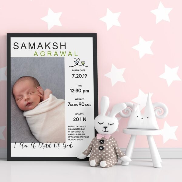 Alternative view of Personalized Baby Birth Milestones Wall Frames - New Born Baby Gifts for Baby Boy or Baby Girl