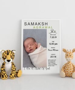 Personalized Baby Birth Milestones Wall Frames - New Born Baby Gifts for Baby Boy or Baby Girl