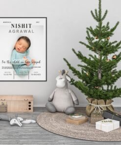 Personalized Baby Birth Milestones Wall Frames - New Born Baby Gifts for Baby Boy or Baby Girl