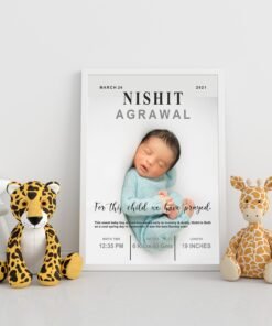 Alternative view of Personalized Baby Birth Milestones Wall Frames - New Born Baby Gifts for Baby Boy or Baby Girl