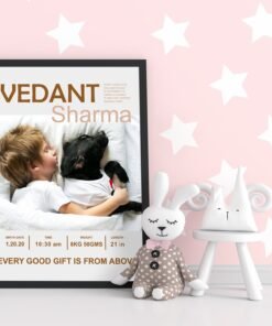 Personalized Baby Birth Milestones Wall Frames - New Born Baby Gifts for Baby Boy or Baby Girl