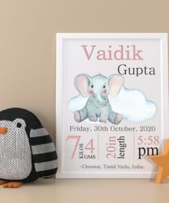 Personalized Baby Birth Milestones Wall Frames - New Born Baby Gifts for Baby Boy or Baby Girl
