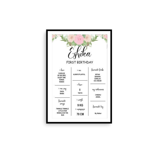Initial personalized flowery child/baby poster