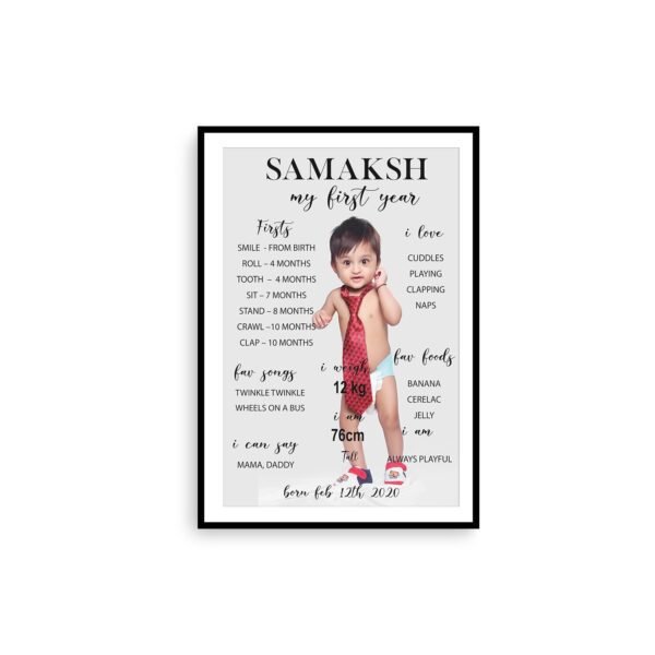 Alternative view of Personalized Baby First Year Poster Wall Frames - First Year Birthday Gifts for Baby Boy or Baby Girl