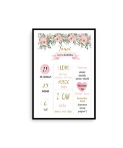 Personalized Baby First Year Poster Wall Frames - First Year Birthday Gifts for Baby Boy or Baby Girl