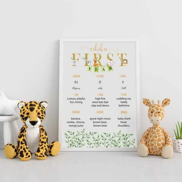 Alternative view of Personalized Baby First Year Poster Wall Frames - First Year Birthday Gifts for Baby Boy or Baby Girl