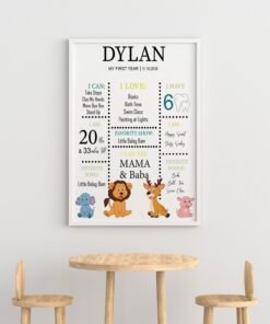 Personalized Baby First Year Poster Wall Frames - First Year Birthday Gifts for Baby Boy or Baby Girl