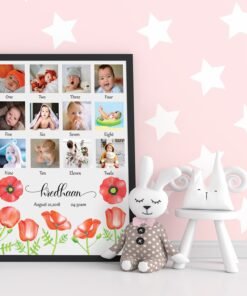 Personalized Baby First Year Photo Collage Wall Frames - First Year Birthday Gifts for Baby Boy or Baby Girl