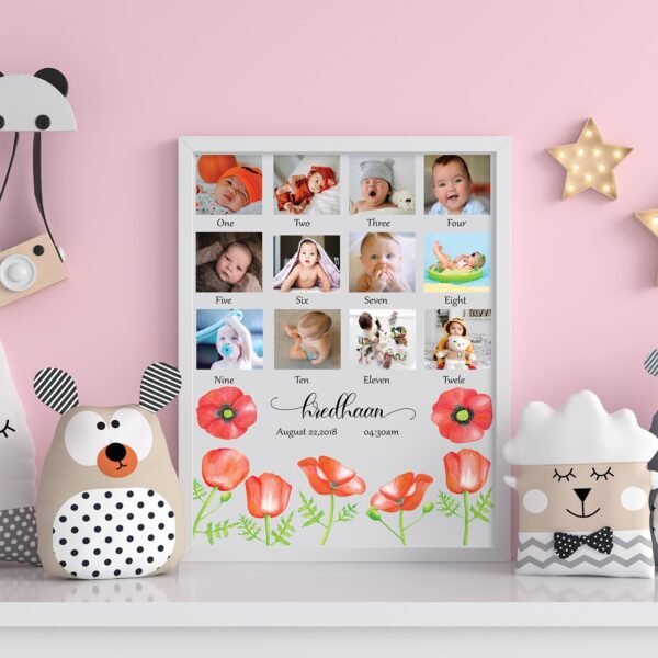 Alternative view of Personalized Baby First Year Photo Collage Wall Frames - First Year Birthday Gifts for Baby Boy or Baby Girl