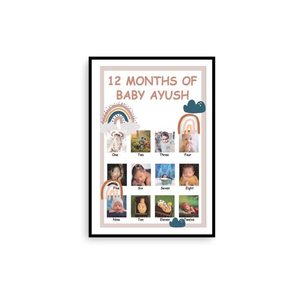 Alternative view of Personalized Baby First Year Photo Collage Wall Frames - First Year Birthday Gifts for Baby Boy or Baby Girl