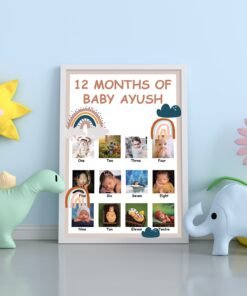 Personalized Baby First Year Photo Collage Wall Frames - First Year Birthday Gifts for Baby Boy or Baby Girl