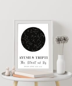 Couples Personalised Star Map Frames - Anniversary Gifts for Him & Her - Personalised Home Decor