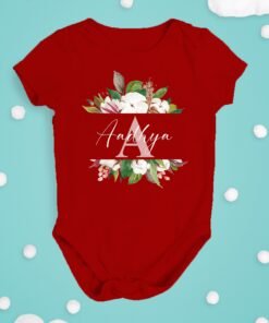 Alternative view of Personalized Watercolour Floral Initial Baby Romper