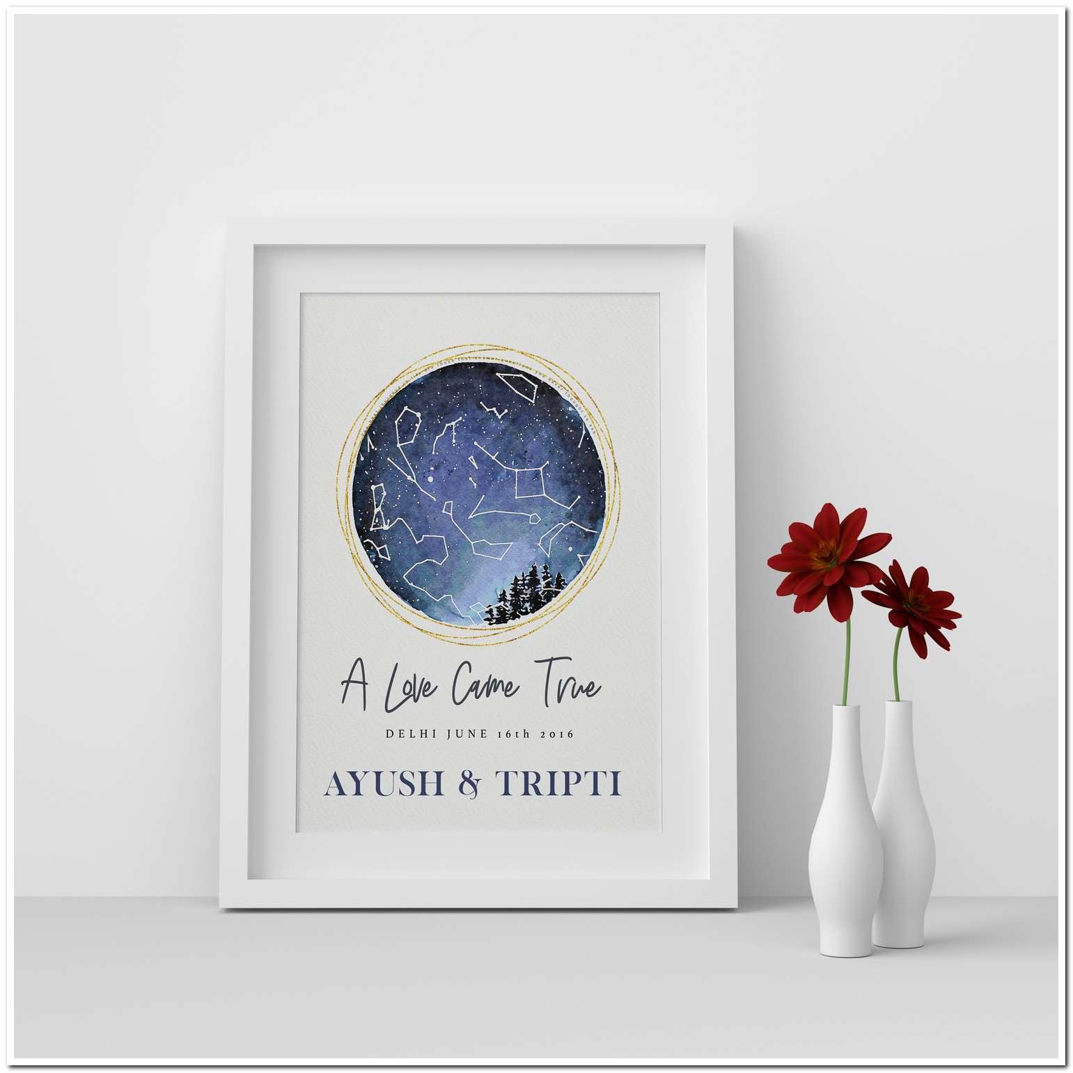 Personalised Star Map Valentines Day special couple gift idea A4/A3