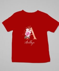 Alternative view of Personalized Floral Initial Kids Name T-Shirt