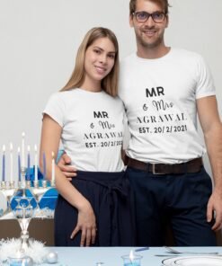 Alternative view of Mr & Mrs Personalised Couple T-Shirts - Pre-Wedding Photoshoots & Anniversary