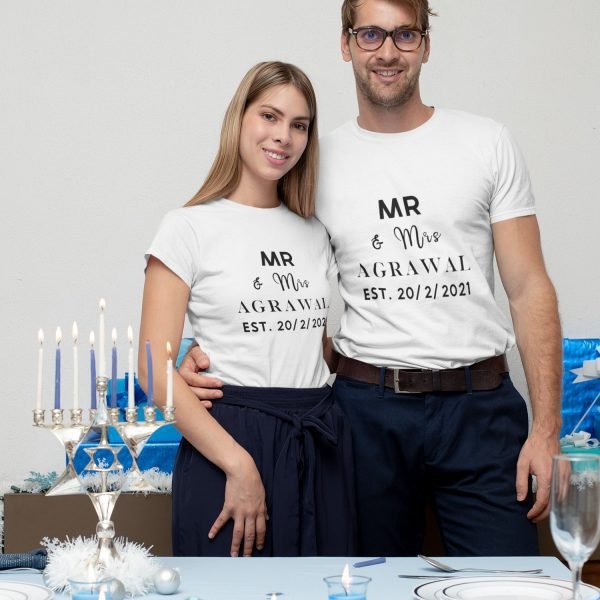 Alternative view of Mr & Mrs Personalised Couple T-Shirts - Pre-Wedding Photoshoots & Anniversary