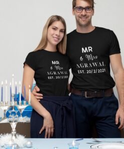 Mr & Mrs Personalised Couple T-Shirts - Pre-Wedding Photoshoots & Anniversary