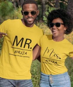Alternative view of Mr & Mrs Personalised Couple T-Shirts - Pre-Wedding Photoshoots & Anniversary