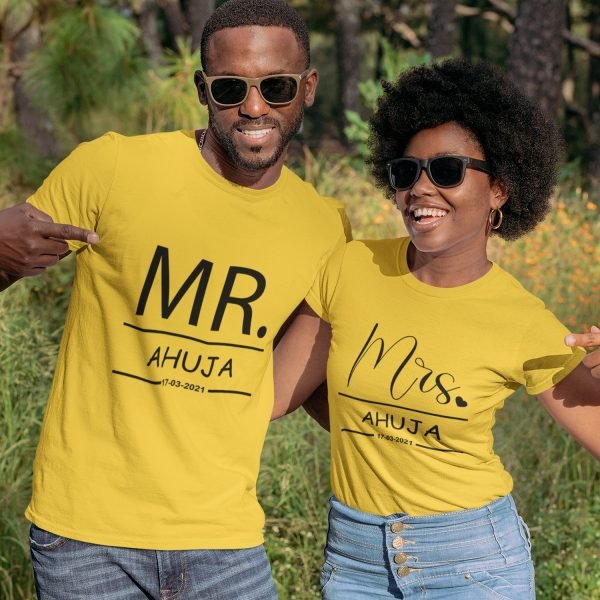 Alternative view of Mr & Mrs Personalised Couple T-Shirts - Pre-Wedding Photoshoots & Anniversary