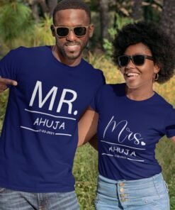 Mr & Mrs Personalised Couple T-Shirts - Pre-Wedding Photoshoots & Anniversary