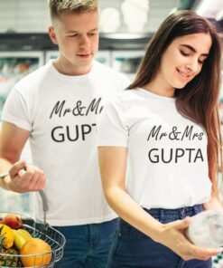 Mr & Mrs Personalised Couple T-Shirts - Pre-Wedding Photoshoots & Anniversary