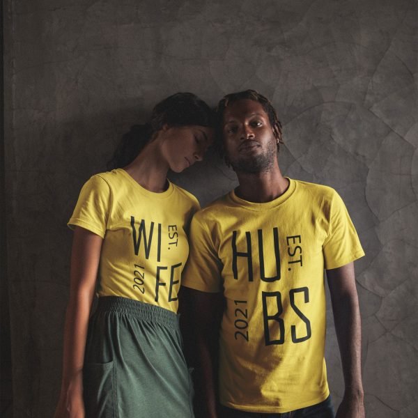 Alternative view of Hubby & Wifey Personalised Couple T-Shirts - Pre-Wedding Photoshoots & Anniversary