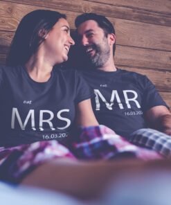 Alternative view of Mr & Mrs Personalised Couple T-Shirts - Pre-Wedding Photoshoots & Anniversary