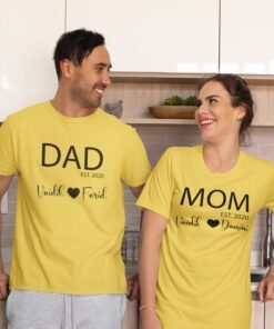 Personalized Mom and Dad T-Shirts with Kids' Names & Date