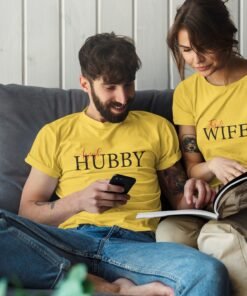 Hubby & Wifey Personalised Couple T-Shirts - Pre-Wedding Photoshoots & Anniversary