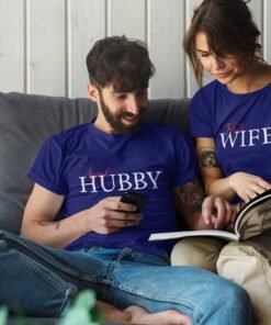 Alternative view of Hubby & Wifey Personalised Couple T-Shirts - Pre-Wedding Photoshoots & Anniversary