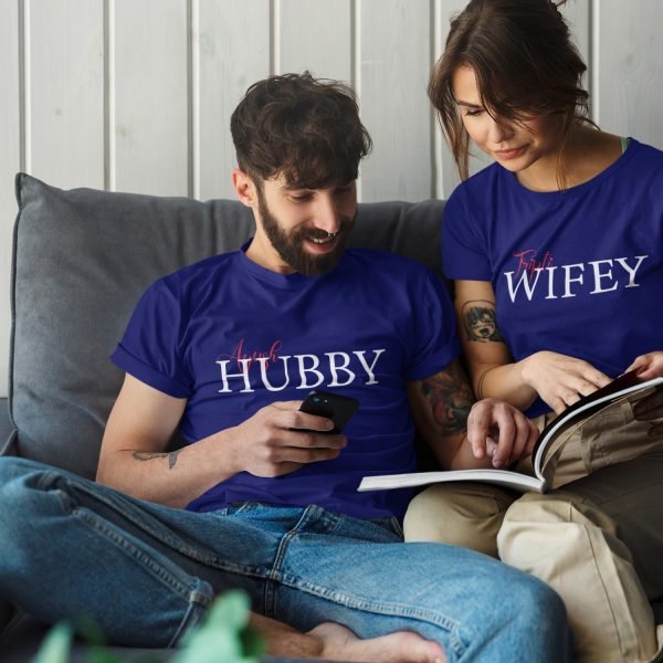 Alternative view of Hubby & Wifey Personalised Couple T-Shirts - Pre-Wedding Photoshoots & Anniversary