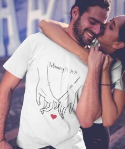 Personalized couple T-shirts for a pre-wedding photoshoot