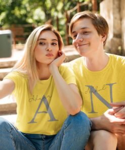 Alternative view of Personalized Initial & Name Couple T-Shirts – Matching Set