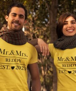 Mr & Mrs Personalised Couple T-Shirts - Pre-Wedding Photoshoots & Anniversary