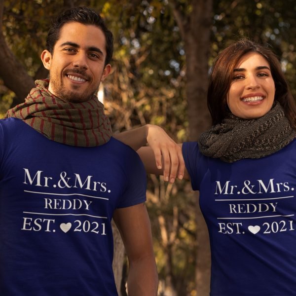 Alternative view of Mr & Mrs Personalised Couple T-Shirts - Pre-Wedding Photoshoots & Anniversary