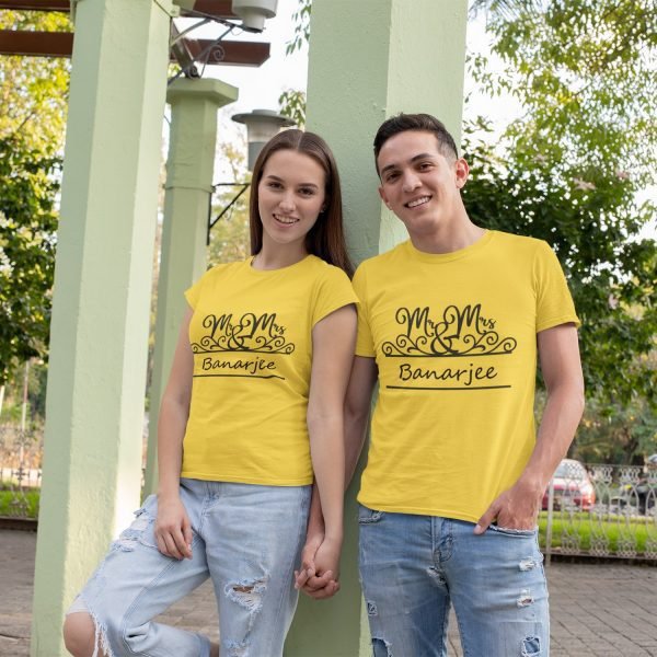 Alternative view of Mr & Mrs Personalised Couple T-Shirts - Pre-Wedding Photoshoots & Anniversary
