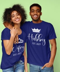 Hubby & Wifey Personalised Couple T-Shirts - Pre-Wedding Photoshoots & Anniversary