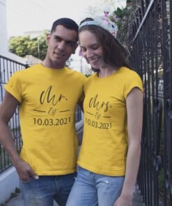 Alternative view of Mr & Mrs Personalised Couple T-Shirts - Pre-Wedding Photoshoots & Anniversary