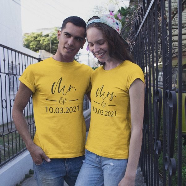 Alternative view of Mr & Mrs Personalised Couple T-Shirts - Pre-Wedding Photoshoots & Anniversary