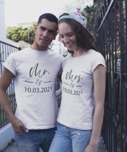 Mr & Mrs Personalised Couple T-Shirts - Pre-Wedding Photoshoots & Anniversary